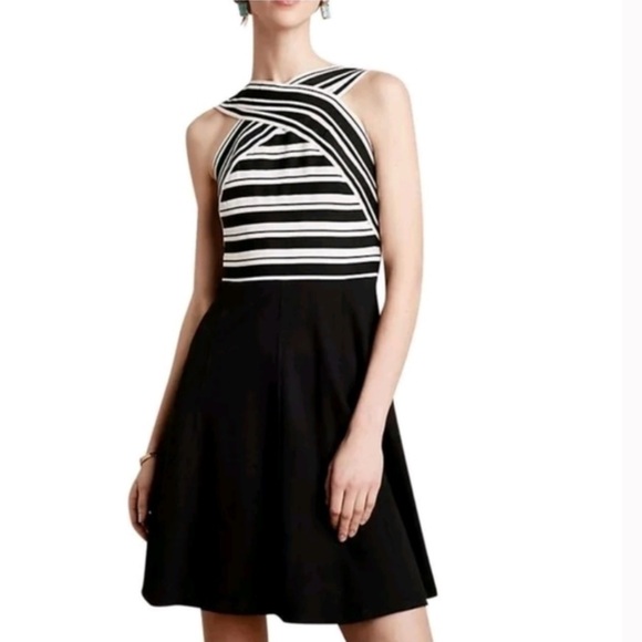 Anthropologie Dresses & Skirts - Maeve x Anthropologie - Crosswise Bandage Skater Dress Black & White Sz 4